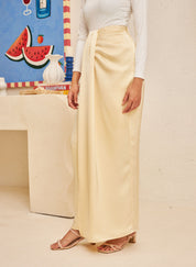 Glossy Draped Skirt in Pearl