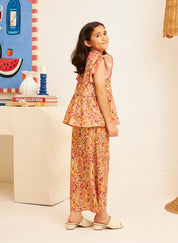 KIDS - FLORES Collar Kurung in Clementine