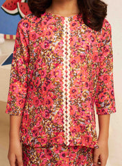 KIDS - FLORES Split Kurung in Cerise