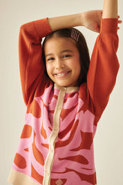 BRAZEN Kids Cardigan in Fiery Pink
