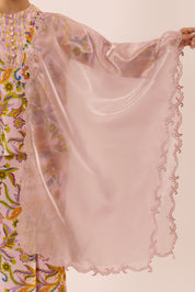 Glossy Embroidered Shawl in Lady