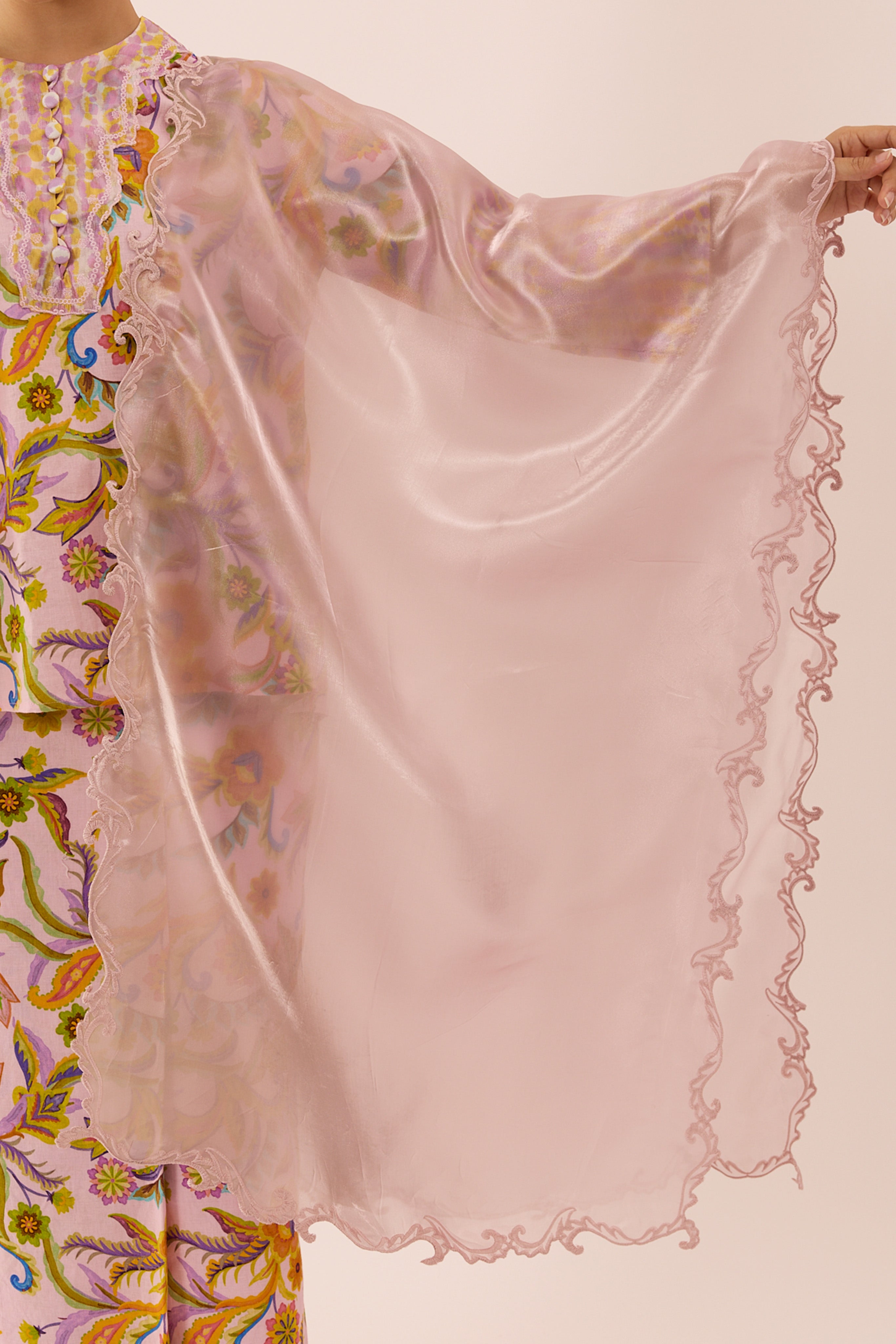 Glossy Embroidered Shawl in Lady
