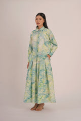 SEASON Linen Flow Skirt in Lake