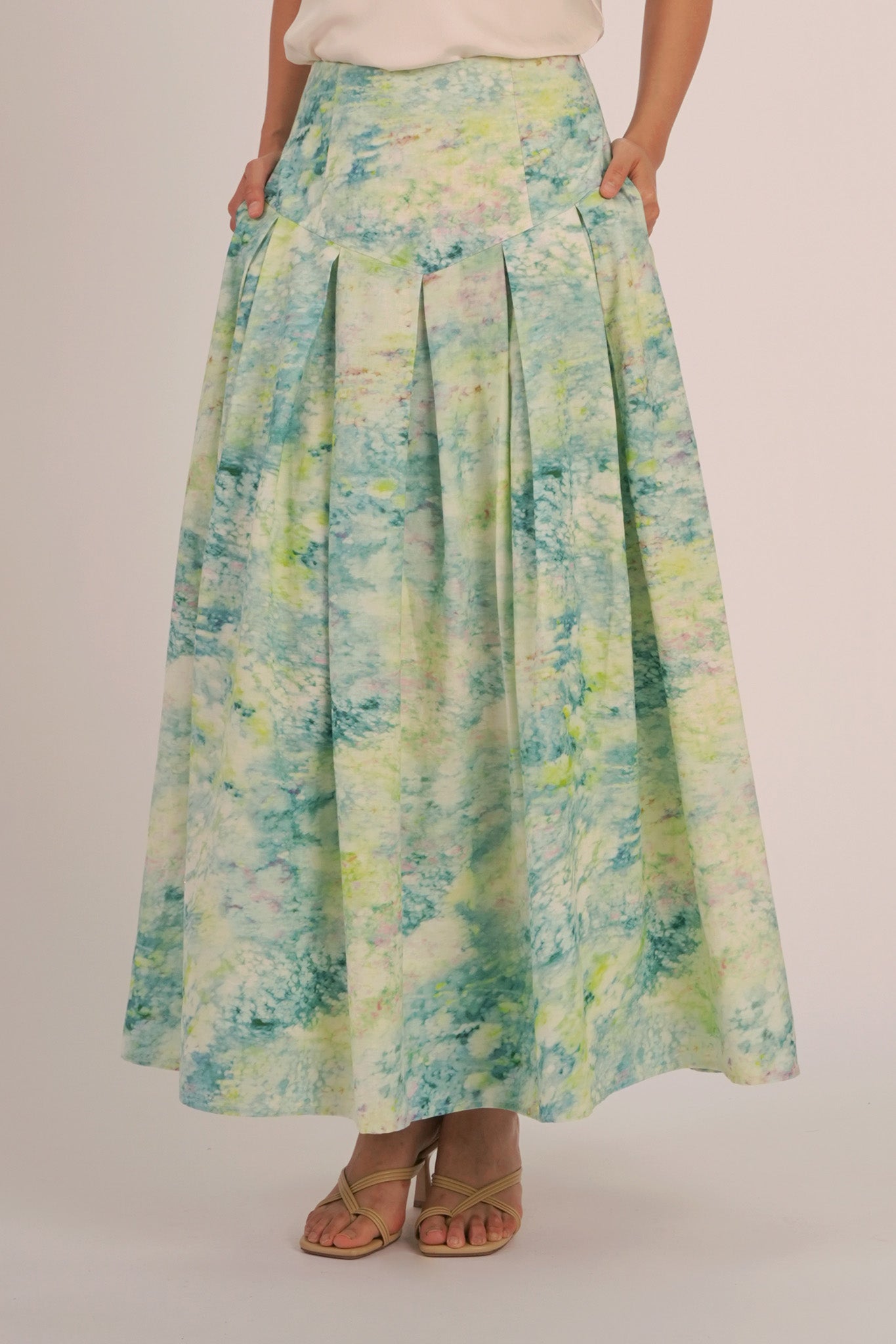 SEASON Linen Flow Skirt in Lake