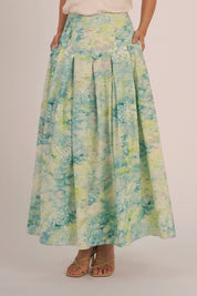SEASON Linen Flow Skirt in Lake