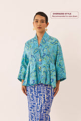 GILDED Structured Kimono Blouse in Lapis