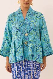 GILDED Structured Kimono Blouse in Lapis