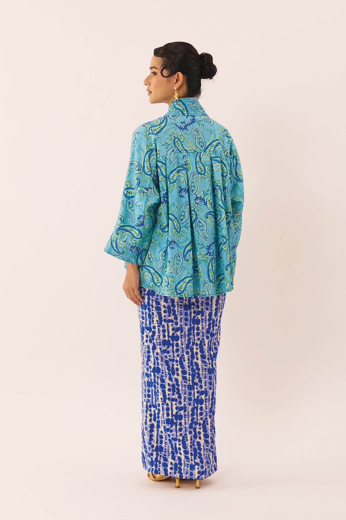 GILDED Structured Kimono Blouse in Lapis