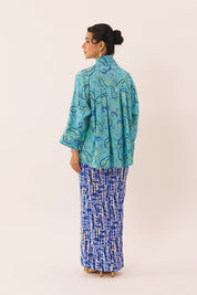 GILDED Structured Kimono Blouse in Lapis