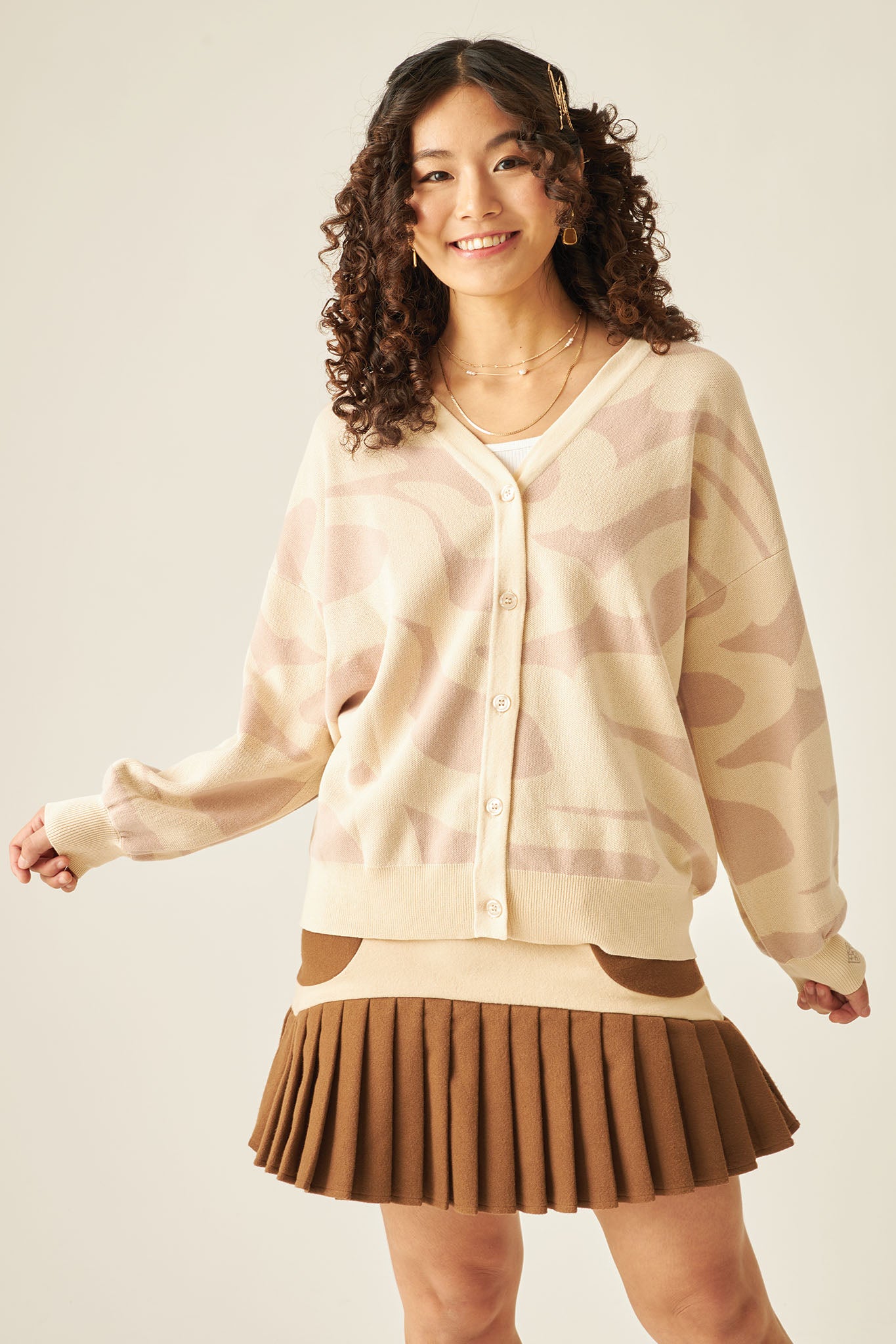 BRAZEN Oversized Cardigan in Light Oat