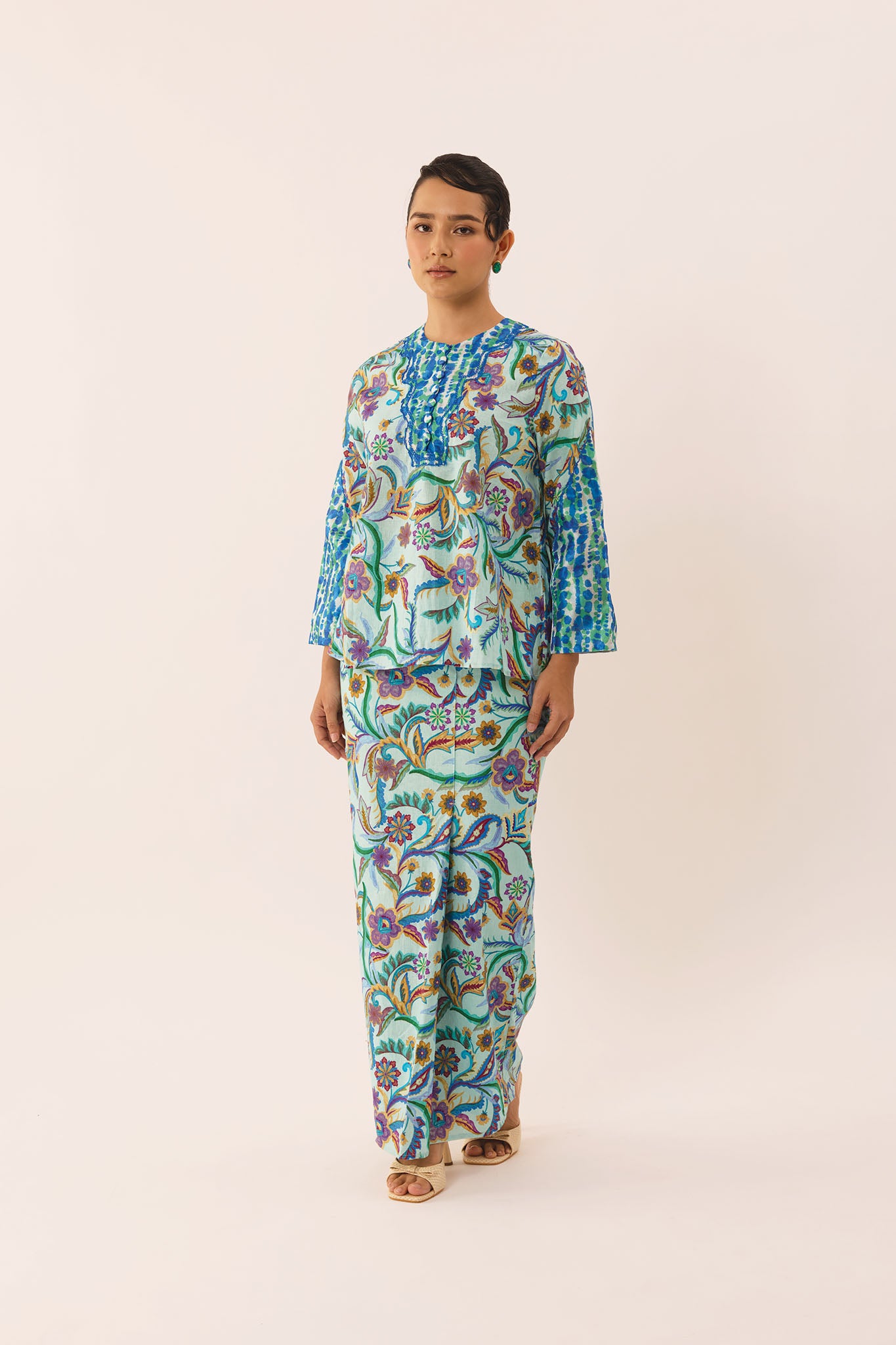 OASIS Embroidered Kurung Kedah in Mist
