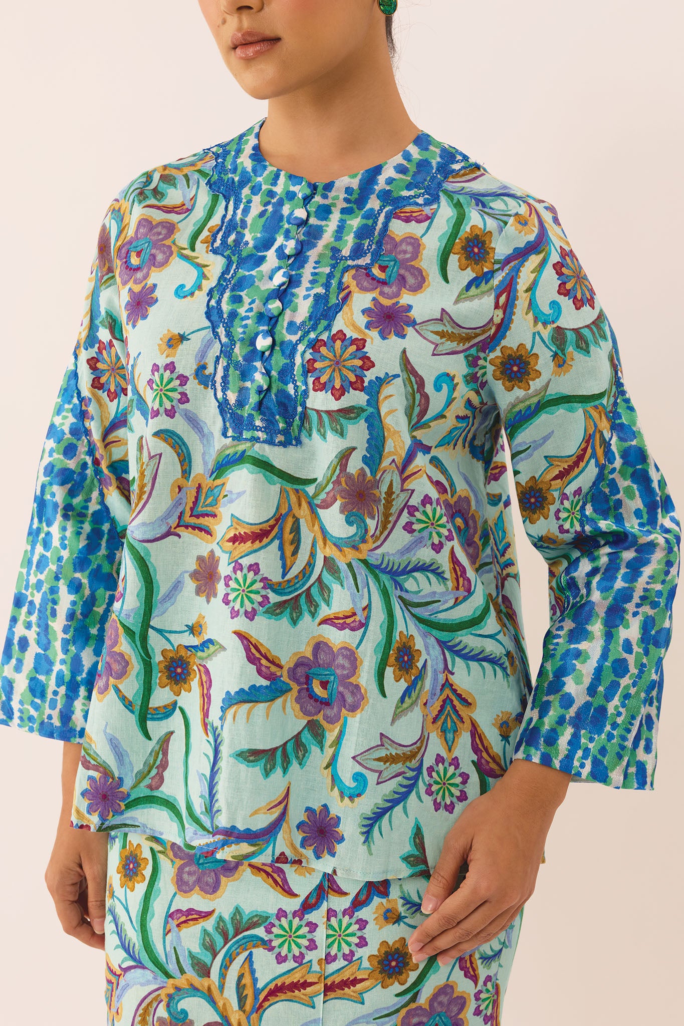 OASIS Embroidered Kurung Kedah in Mist