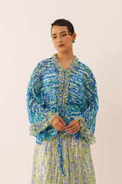 MOSAIC Batwing Blouse in Ocean