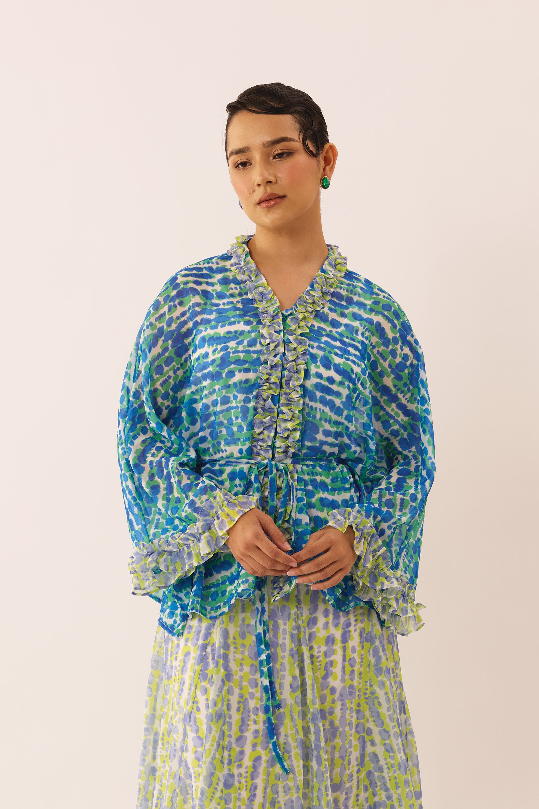MOSAIC Batwing Blouse in Ocean