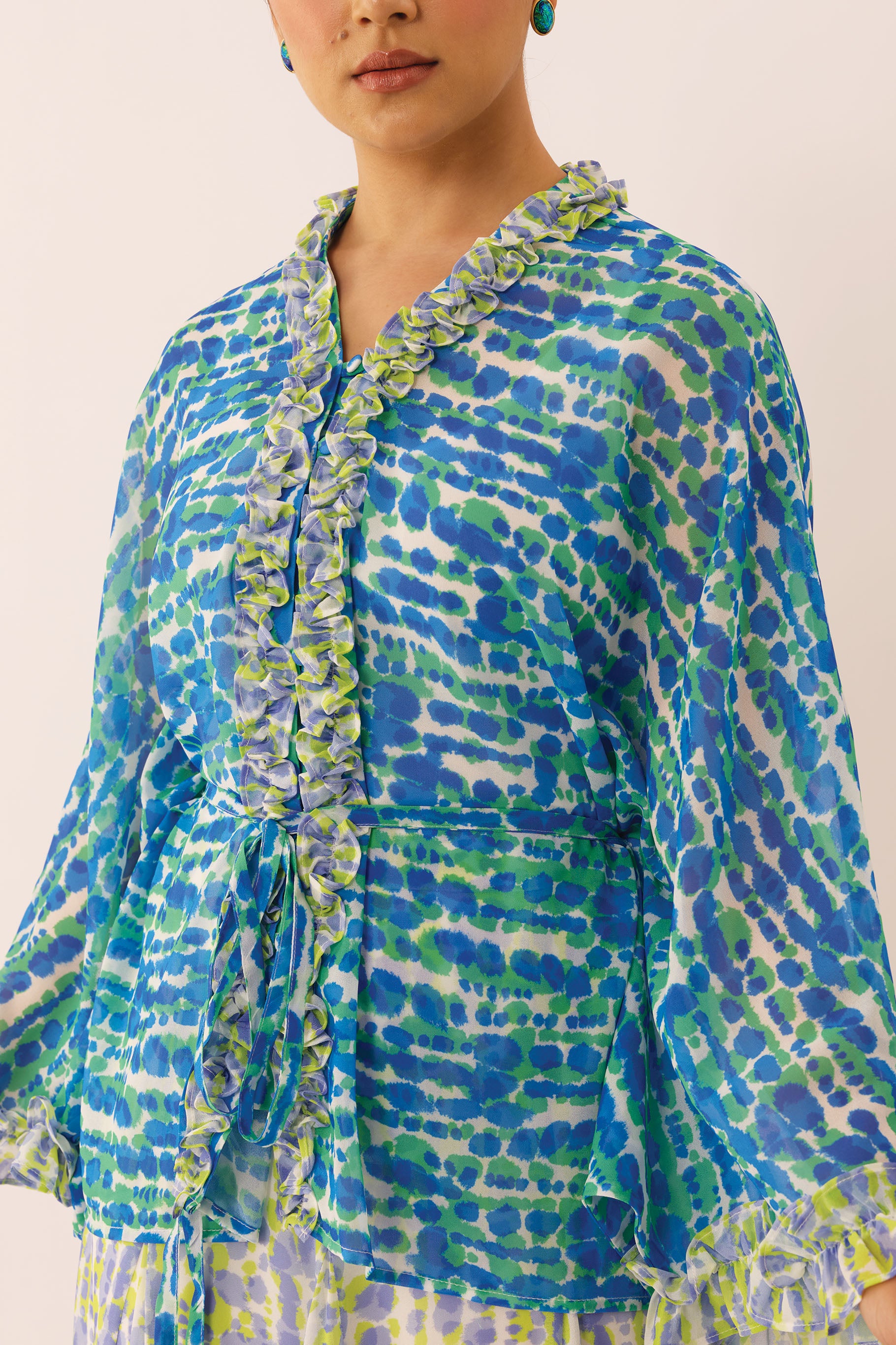 MOSAIC Batwing Blouse in Ocean
