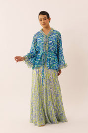 MOSAIC Batwing Blouse in Ocean