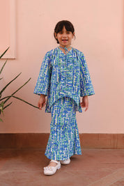 KIDS - MOSAIC Ripple Kurung in Ocean