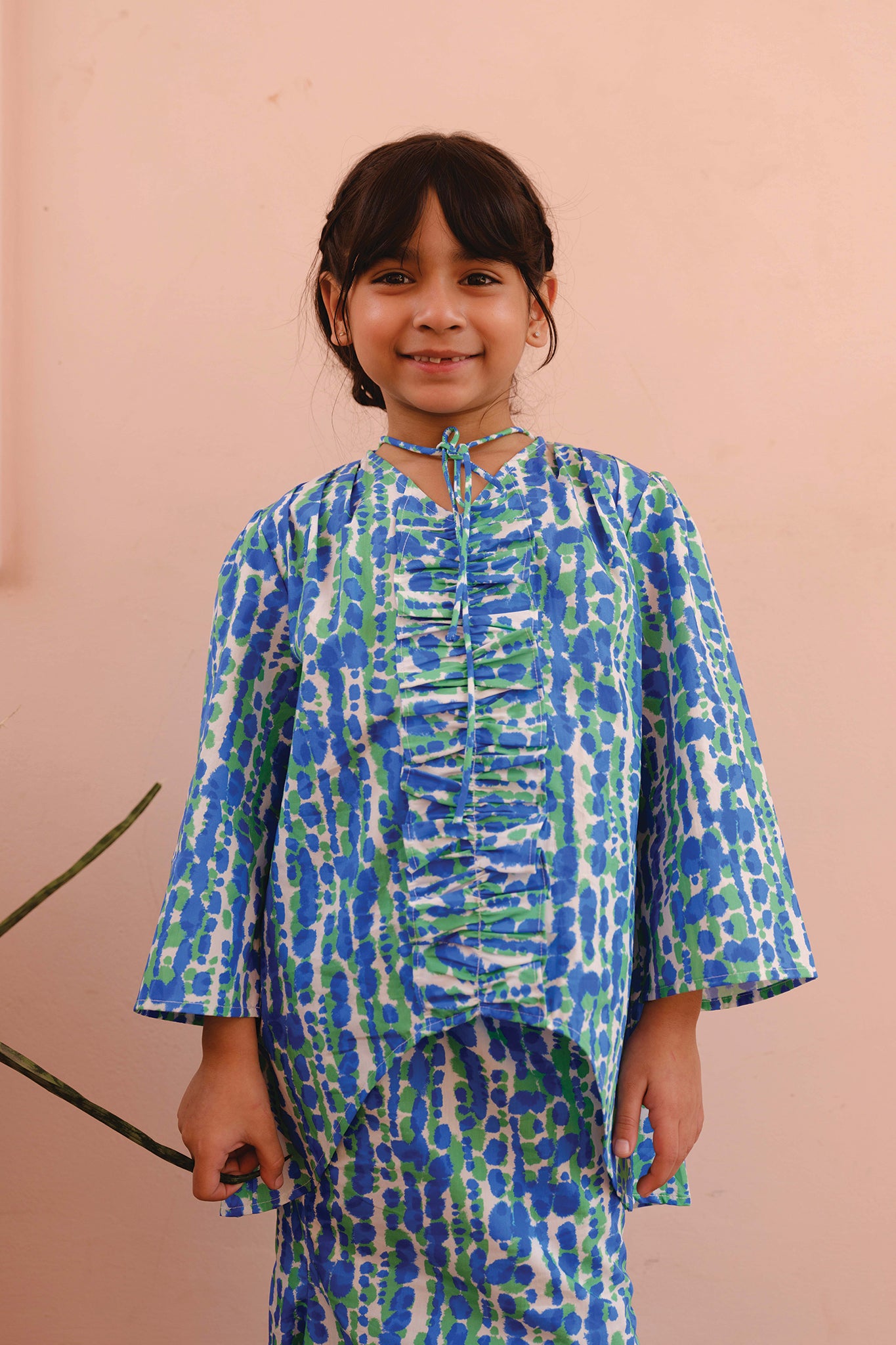 KIDS - MOSAIC Ripple Kurung in Ocean