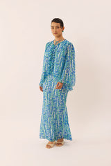 MOSAIC Ripple Kurung Set in Ocean