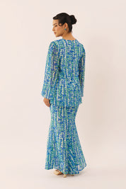 MOSAIC Ripple Kurung Set in Ocean