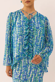 MOSAIC Ripple Kurung Set in Ocean