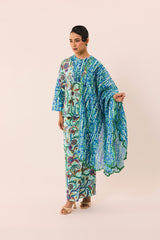 MOSAIC Embroidered Shawl in Ocean