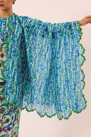 MOSAIC Embroidered Shawl in Ocean