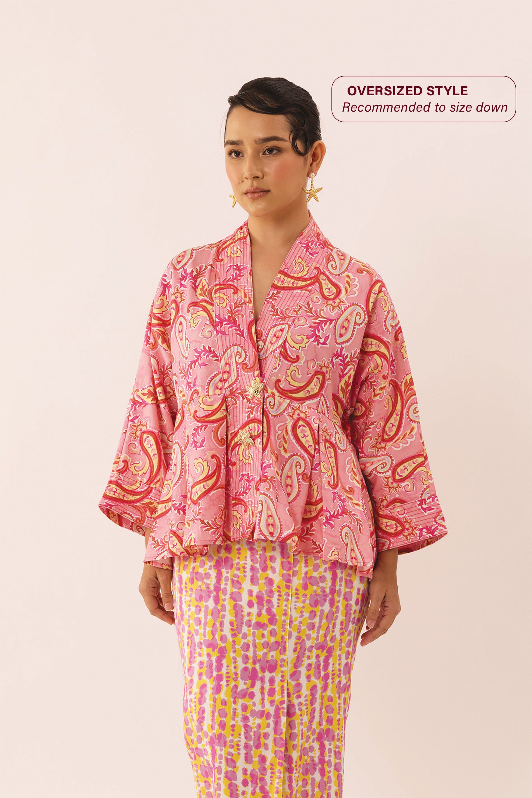 GILDED Structured Kimono Blouse in Prim