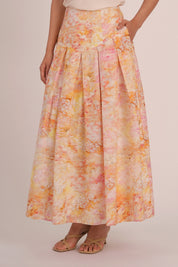 SEASON Linen Flow Skirt in Punch