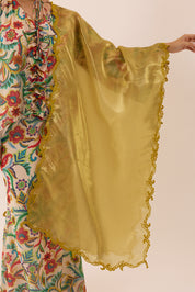 Glossy Embroidered Shawl in Starlight