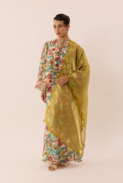 Glossy Embroidered Shawl in Starlight