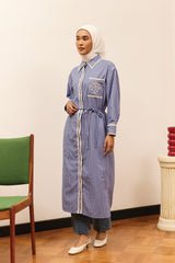 Tailored Striped Dress in Steely