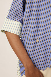 TRIOGATHER Striped Boxy Shirt in Steely