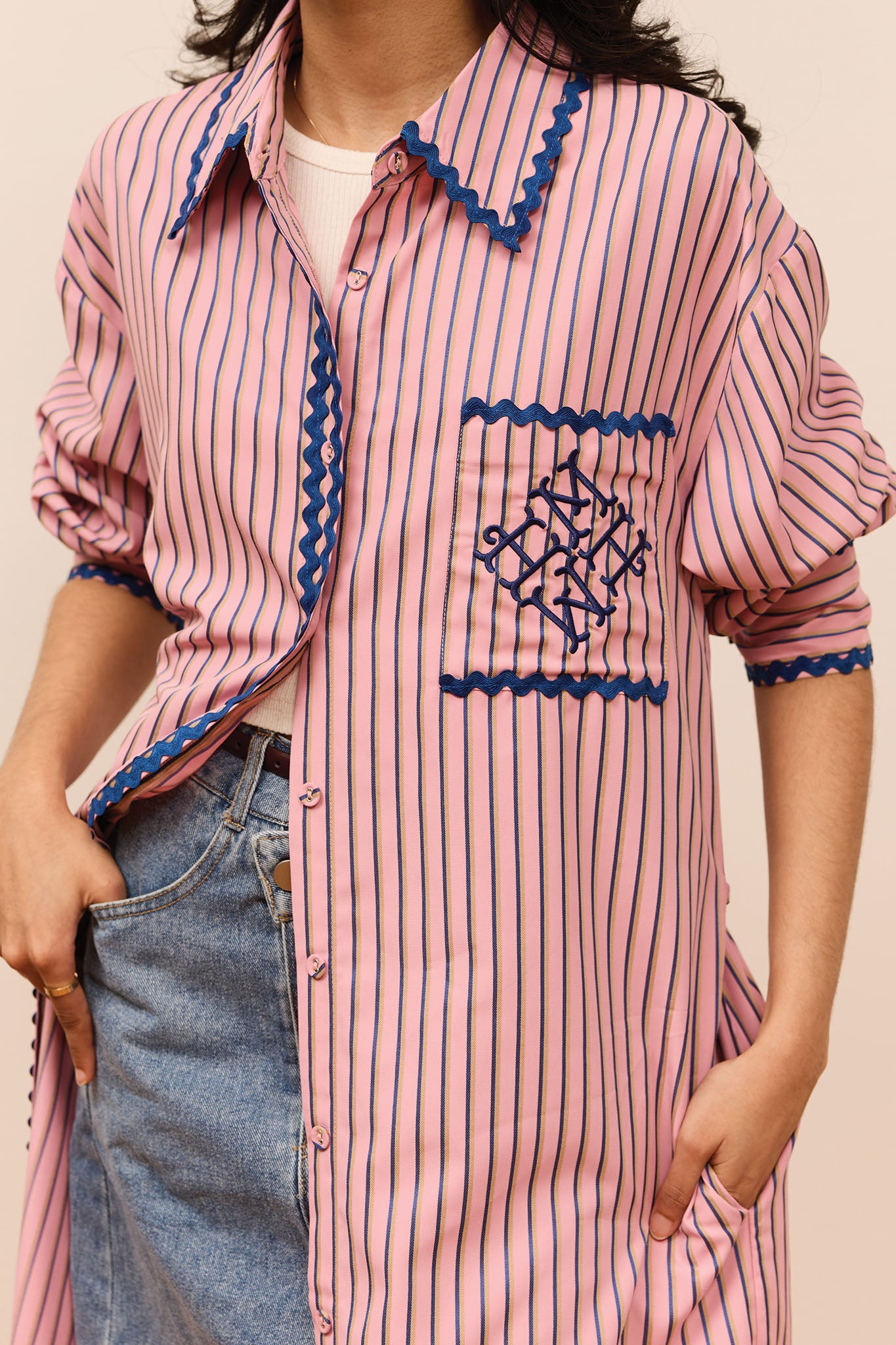 Tailored Striped Dress in Taffy
