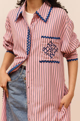 Tailored Striped Dress in Taffy