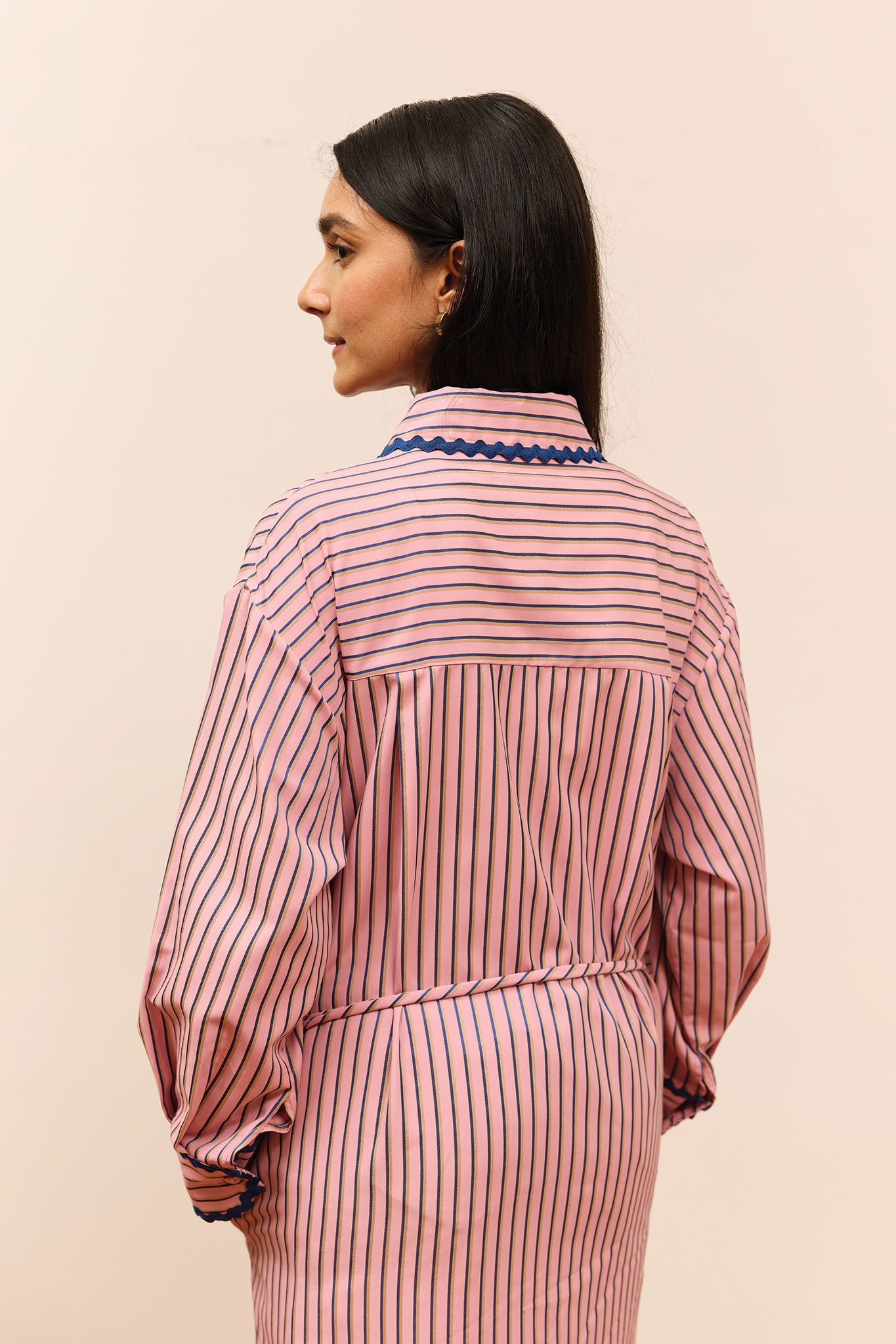 Tailored Striped Dress in Taffy