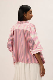 TRIOGATHER Striped Boxy Shirt in Taffy