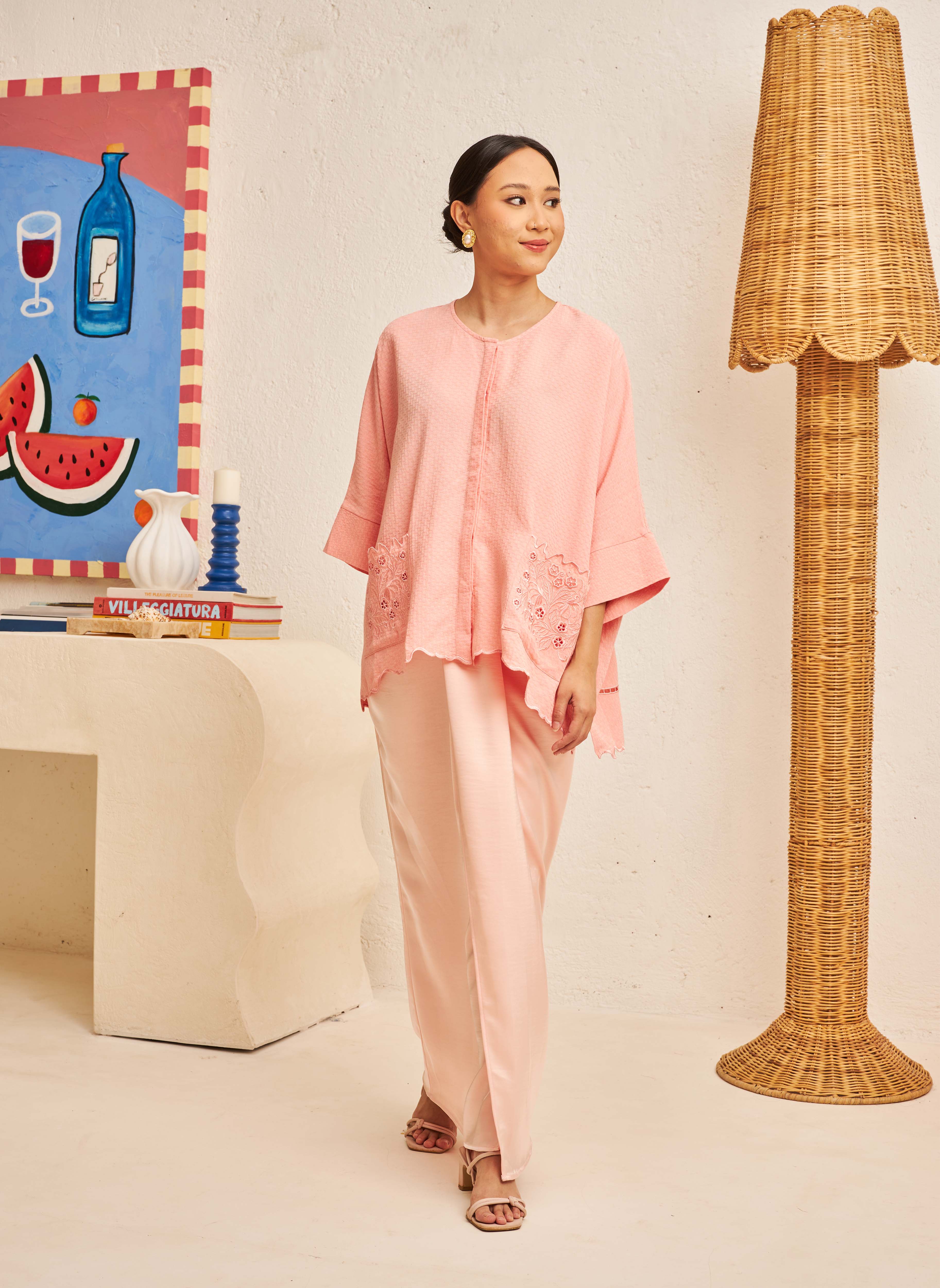 Textured Easy Blouse in Coral