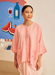 Textured Easy Blouse in Coral
