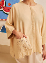 Textured Easy Blouse in Sesame