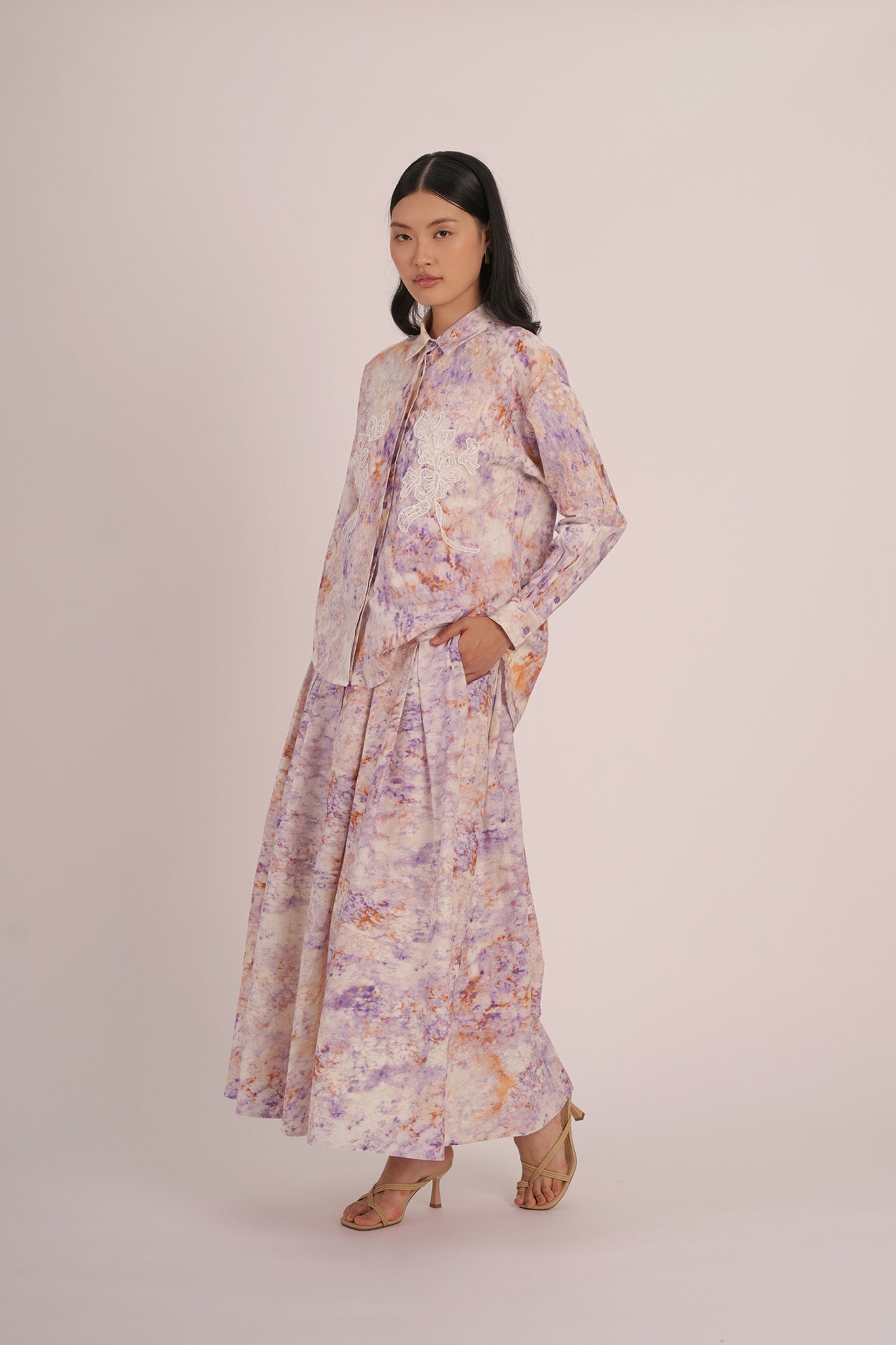 SEASON Linen Flow Skirt in Thistle