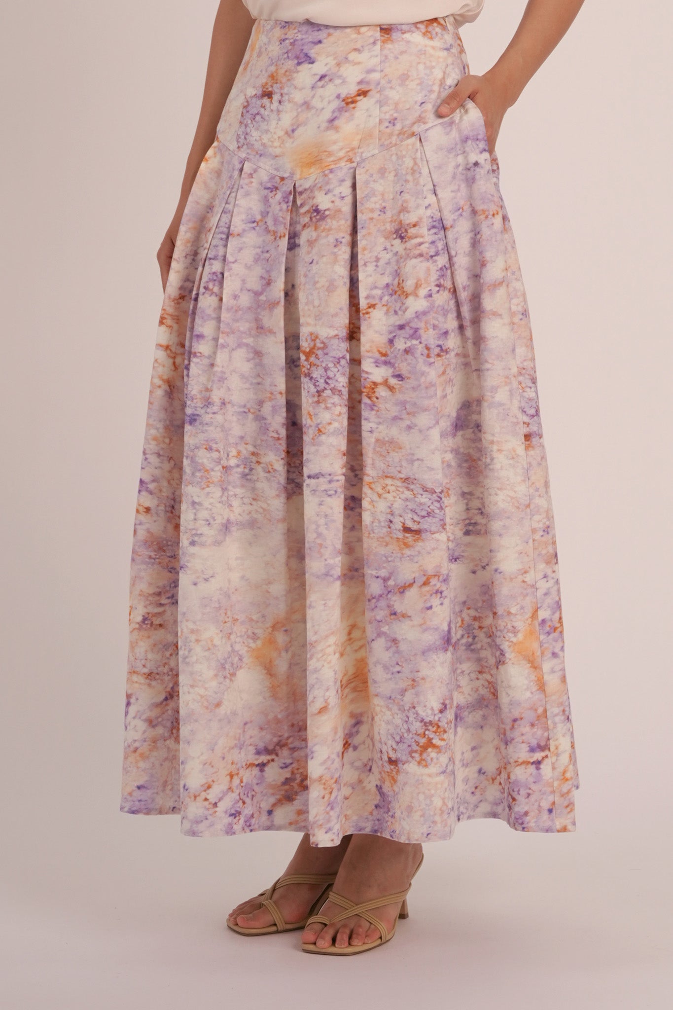 SEASON Linen Flow Skirt in Thistle