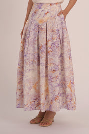 SEASON Linen Flow Skirt in Thistle