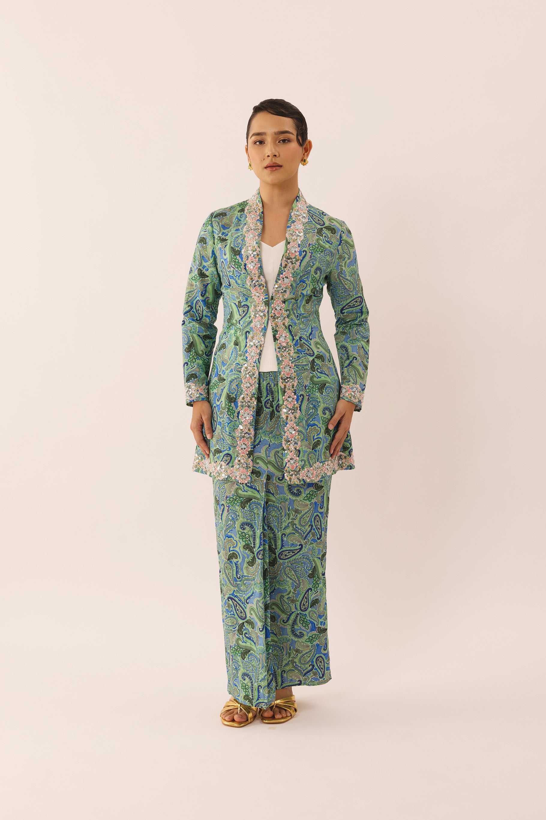TROVE Embellished Kebaya Set in Palm