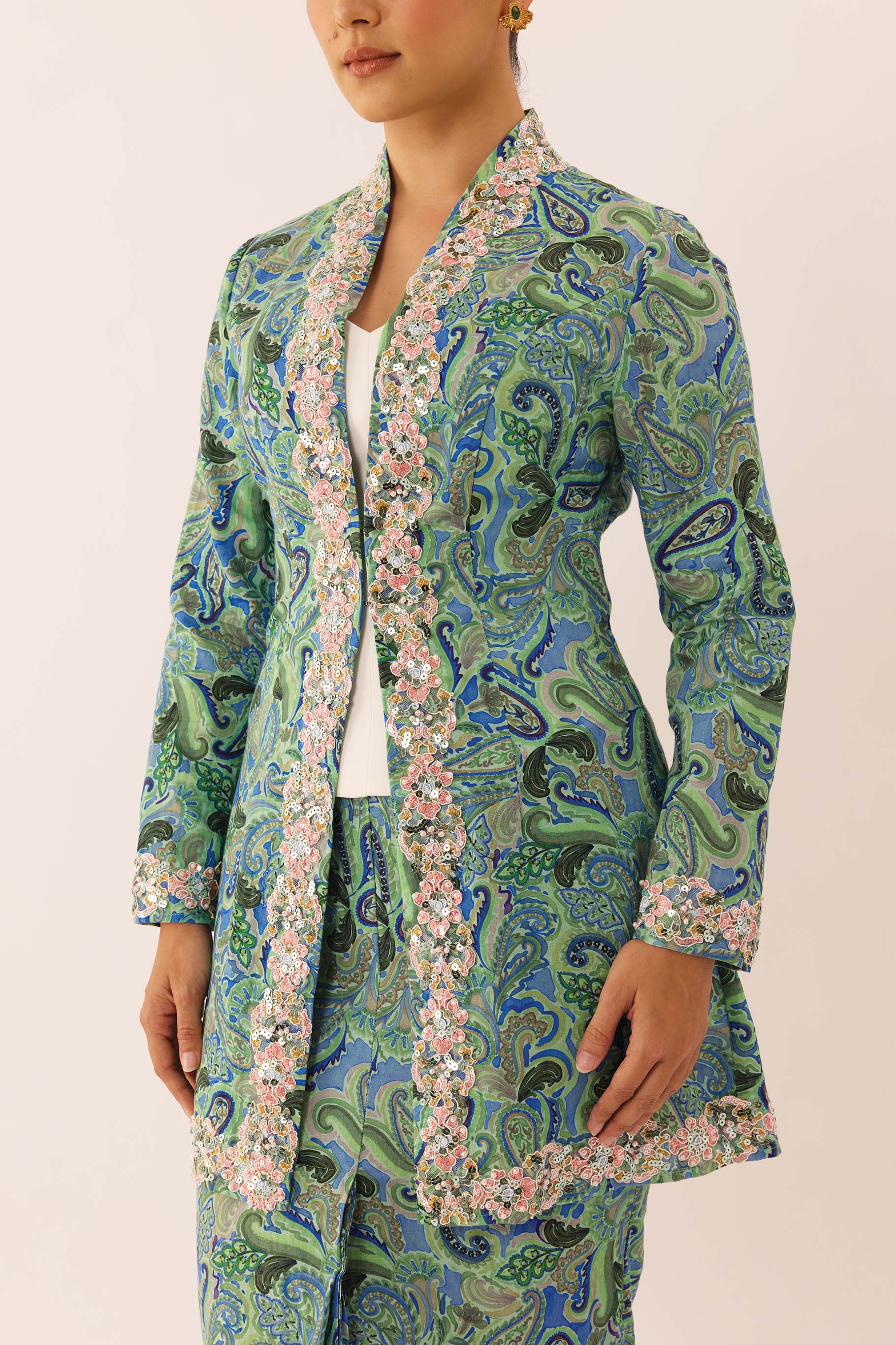 TROVE Embellished Kebaya Set in Palm