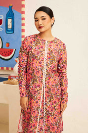 FLORES Split Kurung in Cerise