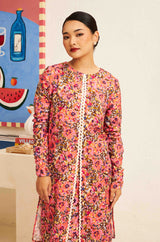 FLORES Split Kurung in Cerise