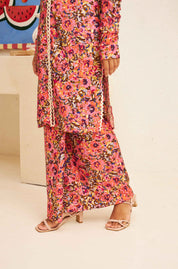 FLORES Split Kurung in Cerise
