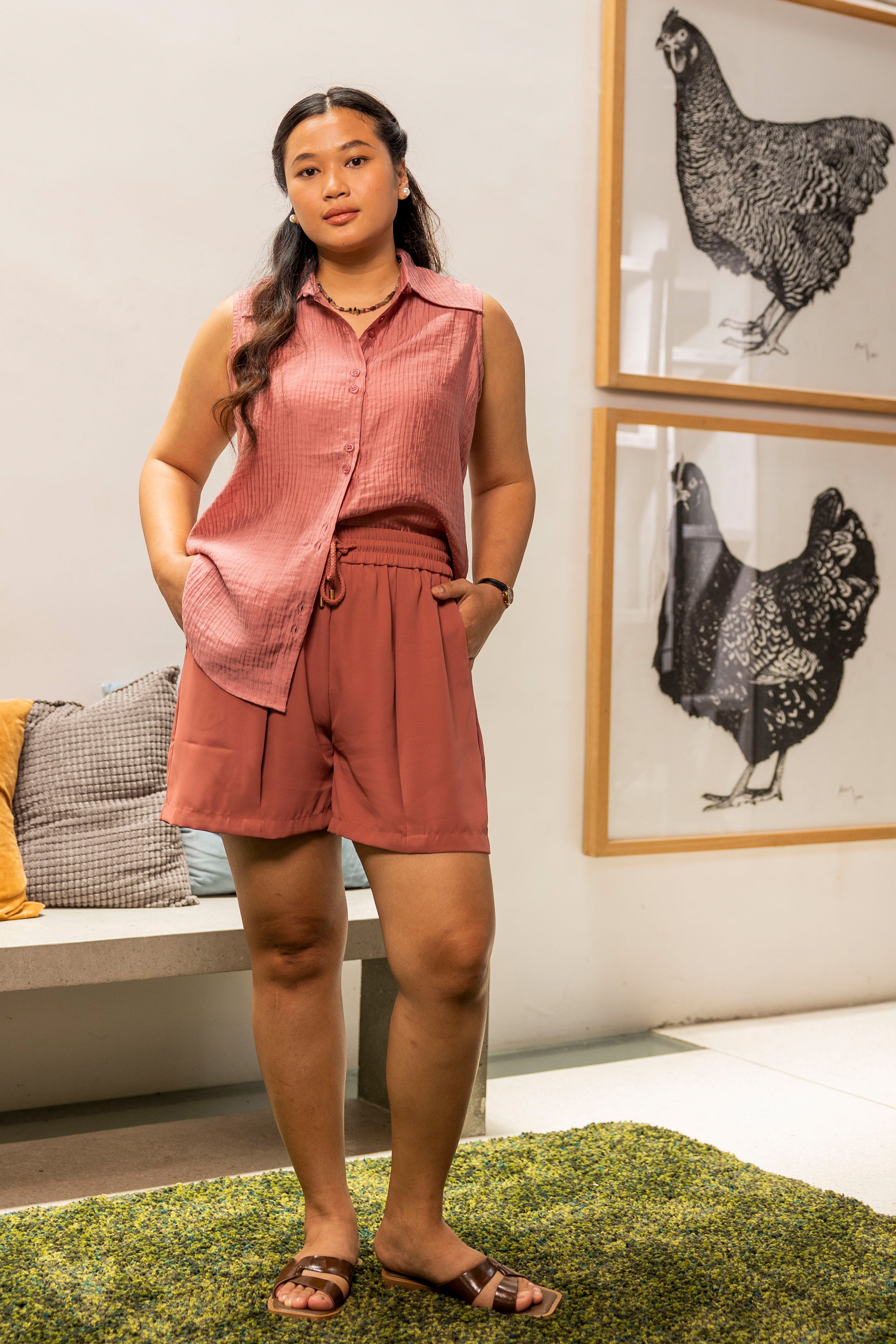 SALE - HORIZON - Sleeveless Shirt (Cranberry)